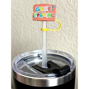 Gone Fishing-Straw Topper-Qty1 Pack-Fits Starbucks/Stanley Cup Straws